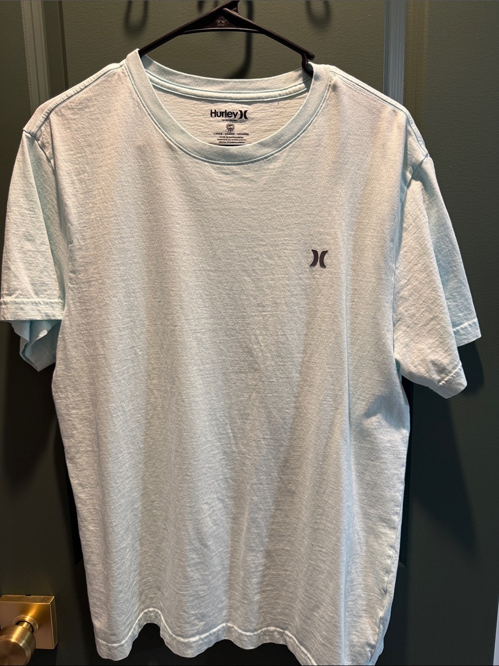 Hurley Men's Pale Blue Logo Crew Neck Tee